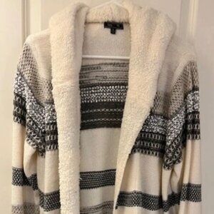 Women's Sherpa Trim Hooded Cardigan made by Lety & Me, XL